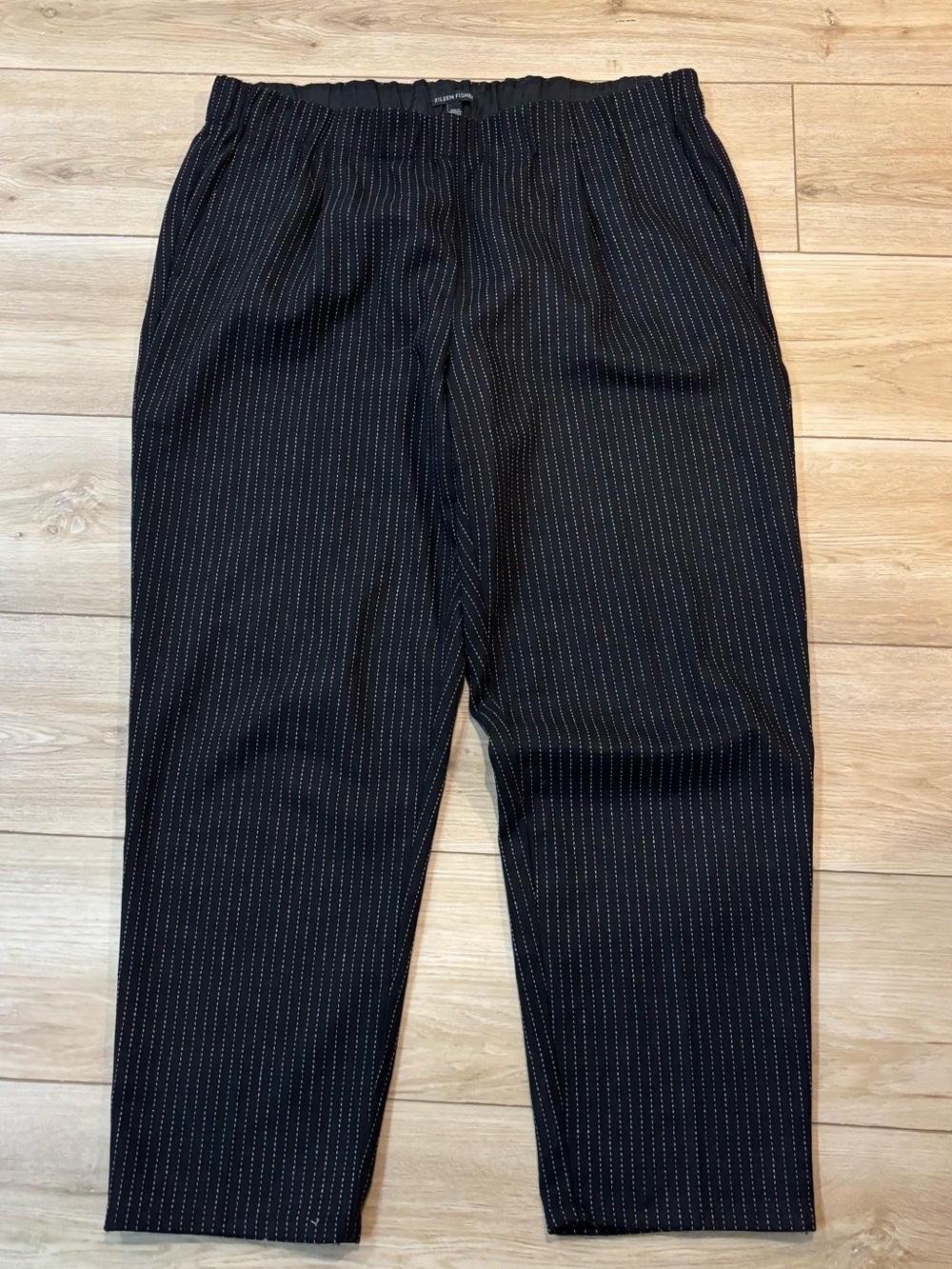 Eileen Fisher Pants Women Large L Stripe Pull on Office Siren Cottagecore - Picture 1 of 7
